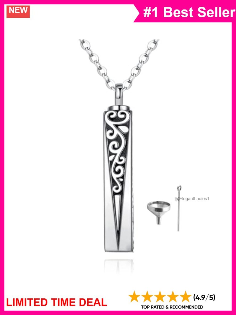 Sterling Silver Cremation Urn Necklace Memorial Ash Keepsake